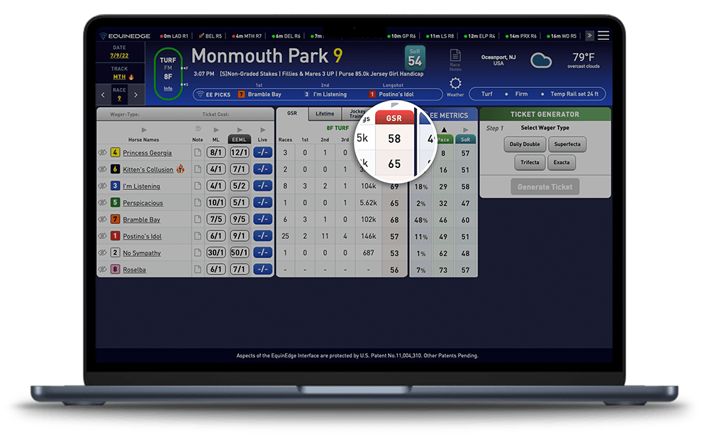 Genetic Strength Rating (GSR) metric for horse racing from EquinEdge