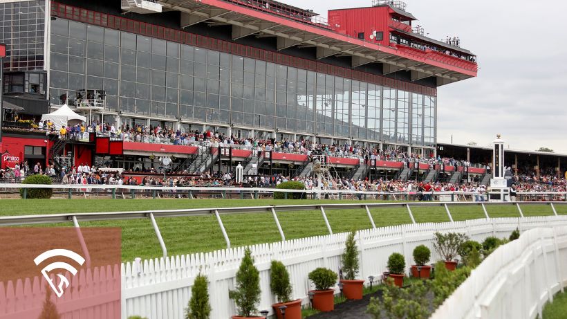 Track view of the Preakness Stakes