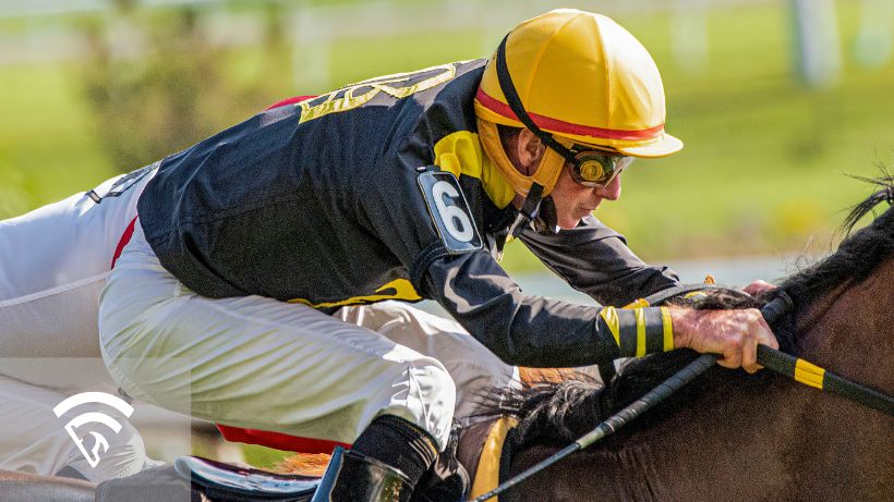 Jockey on a horse racing representing the topic of tilting in horse race betting