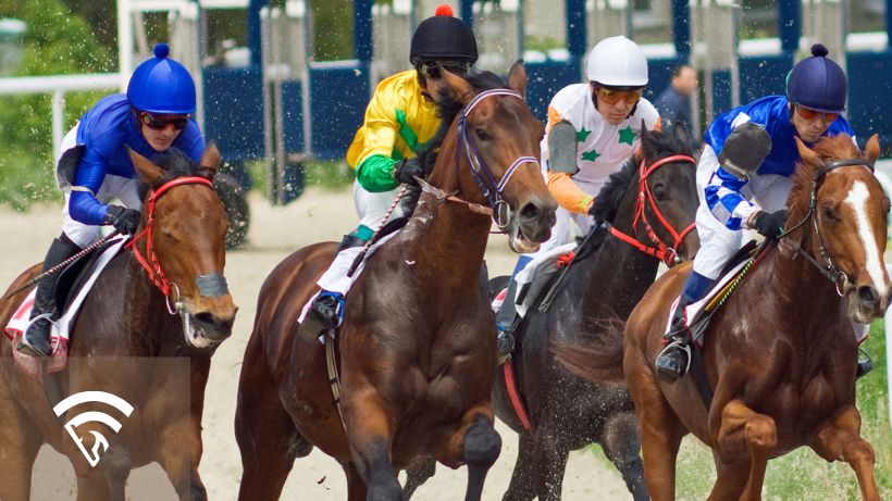 Horses racing representing a fair odds line