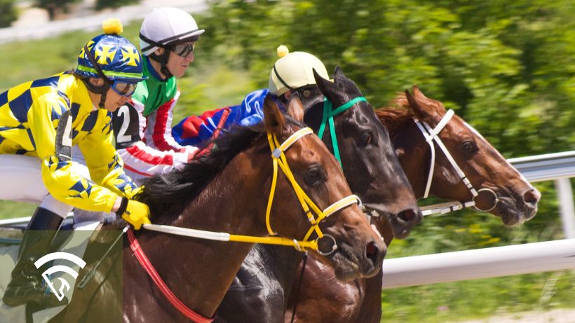 Horses racing representing a pace figure