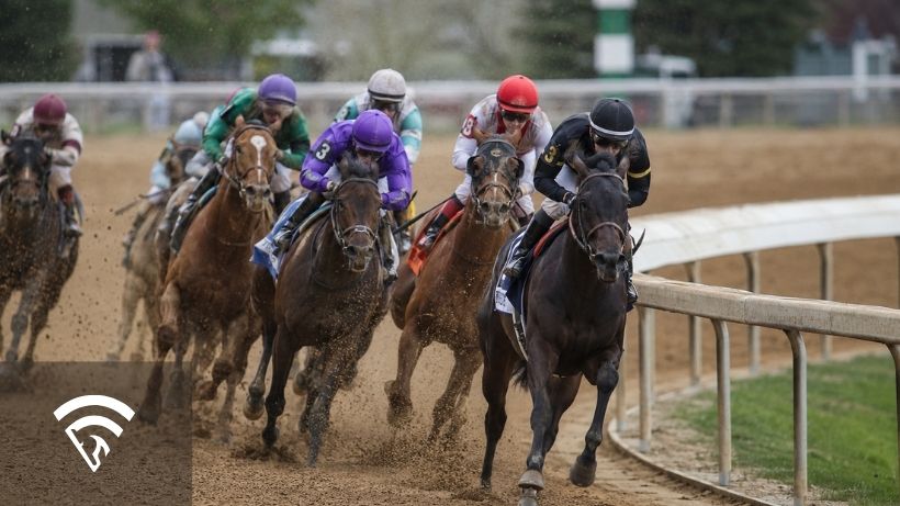 Close-up of horses racing representing the topic of turn time in horse racing split times