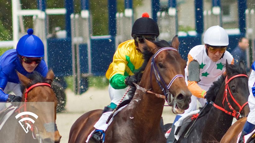 Close up photo of jockey on a horse racing