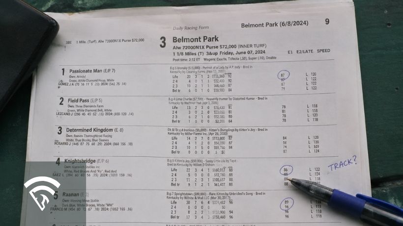 A paper sheet with a track variant adjustment