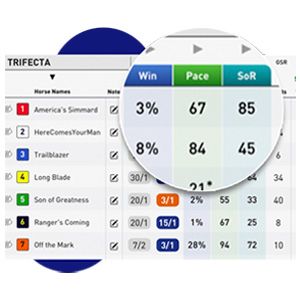 Screenshot of horse racing Pace Metric